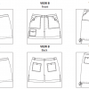 Angelia Short PDF Sewing Pattern View A B and C Line Drawings
