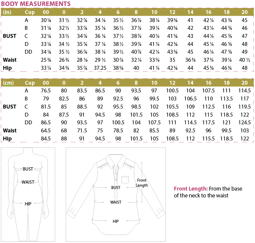 Mila Shirt PDF Pattern Body Measurements