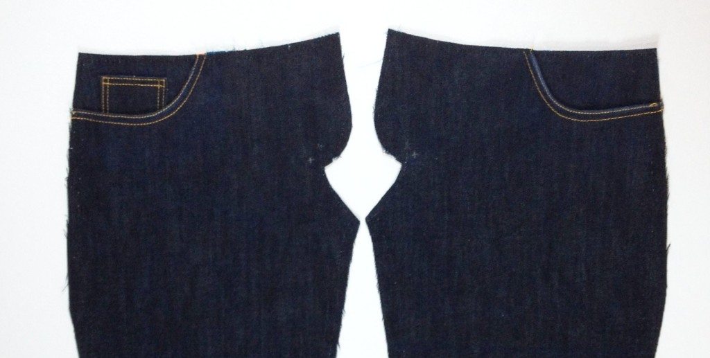 Liana Stretch Jeans Sewalong Day 7 Baste top, side and fly area through all layers.