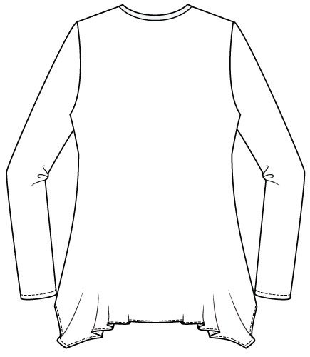 Arenal Top PDF Sewing Pattern Handkerchief Hem Option Back Line Drawing