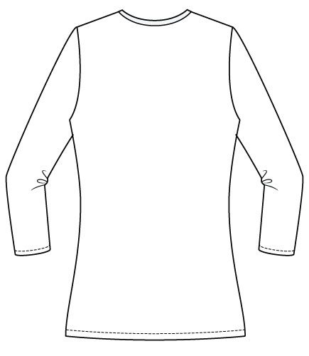 Arenal Top PDF Sewing Pattern Regular Hem Option Back Line Drawing