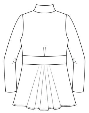 Itch to Stitch Paro Cardigan PDF Sewing Pattern Back Line Drawing