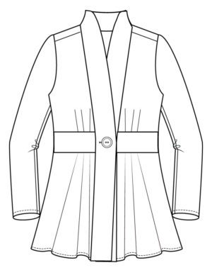 Itch to Stitch Paro Cardigan PDF Sewing Pattern Front Line Drawing