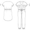 Itch to Stitch Anza Jumpsuit and Dress Line Drawings