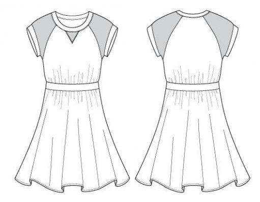 Itch to Stitch Oceanside Dress Line Drawings