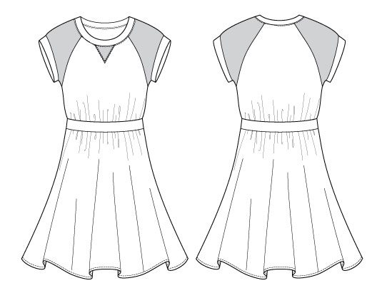 Itch to Stitch Oceanside Dress Line Drawings