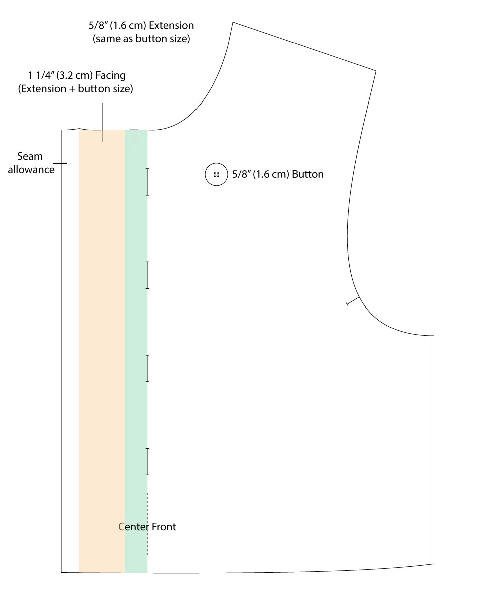 Button Placket Adjustment for Larger Buttons