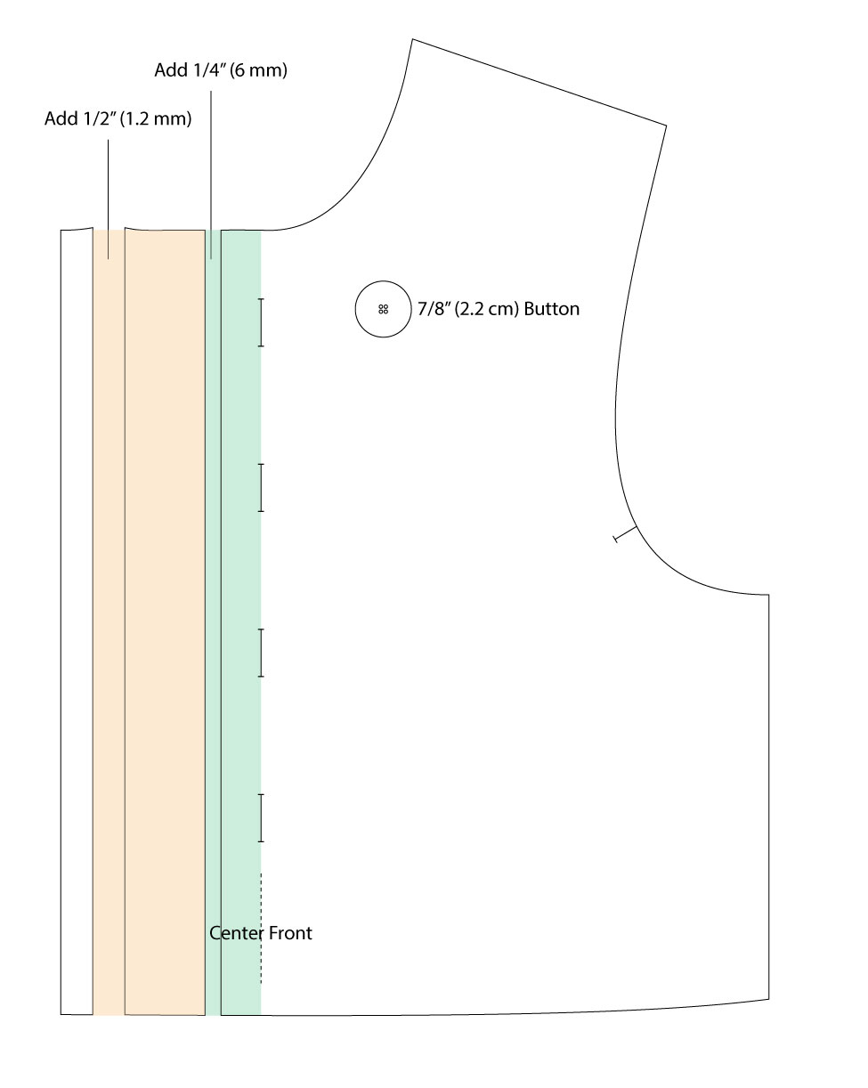 Button Placket Adjustment for Larger Buttons