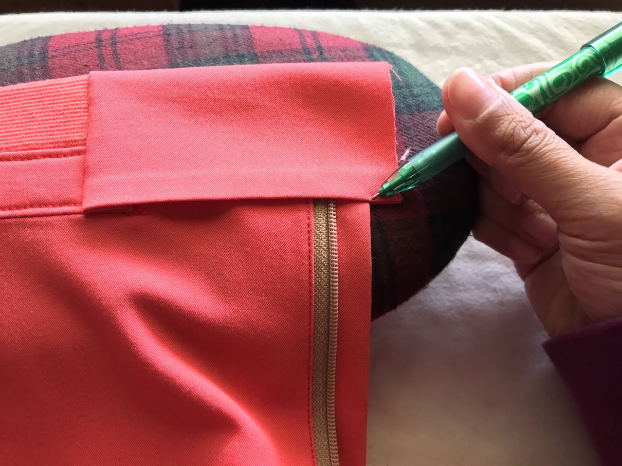 Front waistband tutorial of Sequoia Cargos & Shorts