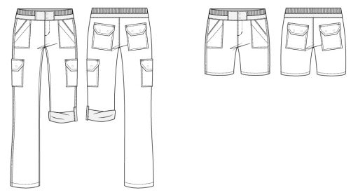 Itch to Stitch Sequoia Cargos and Shorts Line Drawing