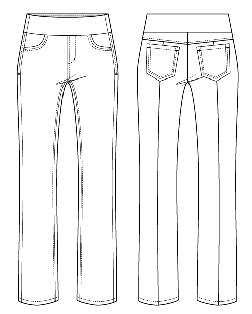 Women's Pull on Jeans Sewing Pattern PDF Digital Pattern Stretch