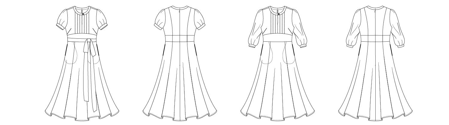 Itch to Stitch Giverny Dress PDF Sewing Pattern Line Drawing