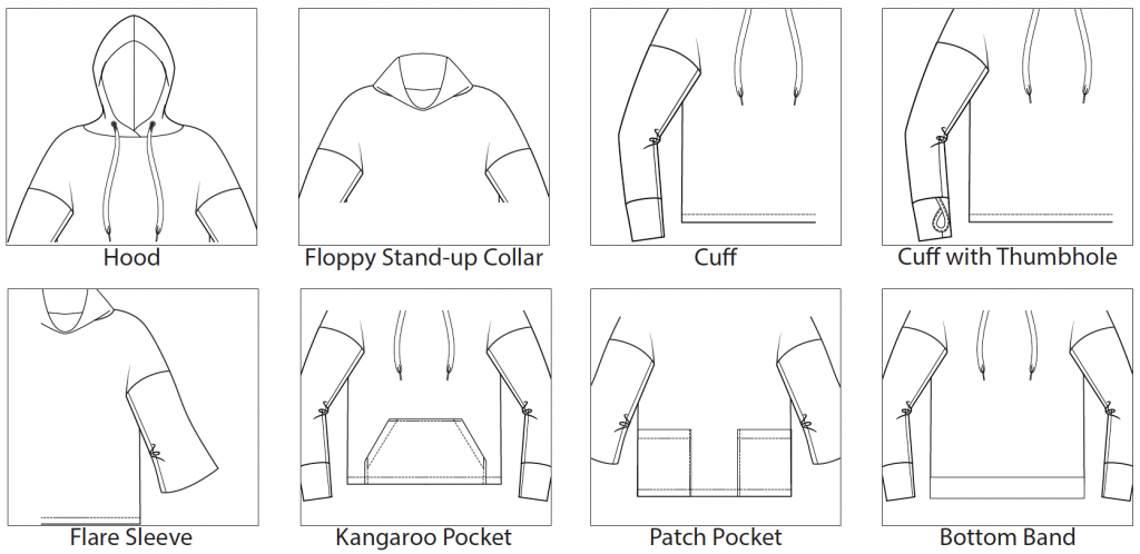 Itch to Stitch Uvita Top Add-on PDF Sewing Pattern Line Drawings