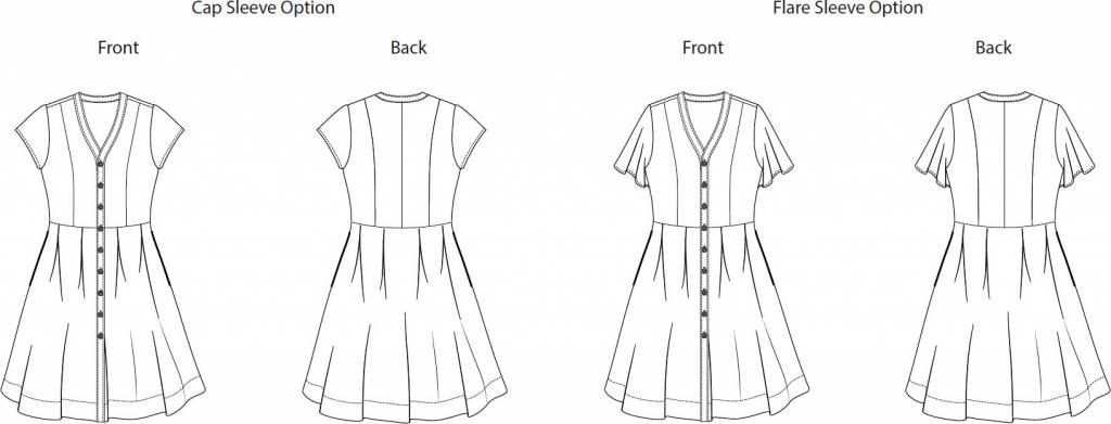 Itch to Stitch Kalispell Dress PDF Sewing Pattern Line Drawing
