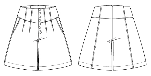 Itch to Stitch Gobi Culottes PDF Sewing Pattern Line Drawings