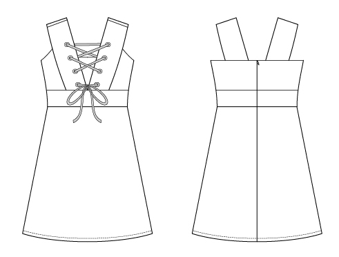 Itch to Stitch Oia Dress PDF Sewing Pattern Line Drawings