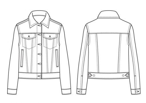 Itch to Stitch Atenas Jacket PDF Sewing Pattern Line Drawings