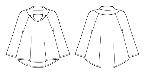 Itch to Stitch Cape Cod Capelet PDF sewing Pattern Line Drawings