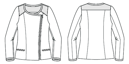 Itch to Stitch Cerro Alto Jacket Sewing Pattern Line Drawings