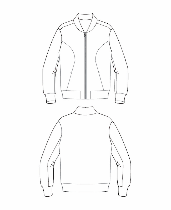 Itch to Stitch Causeway Bomber PDF Sewing Pattern Line Drawings