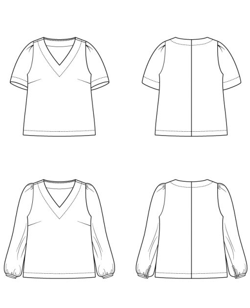 Itch to Stitch Seychelles Top PDF Sewing Pattern Line Drawings