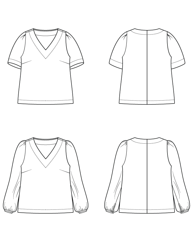 Itch to Stitch Seychelles Top PDF Sewing Pattern Line Drawings