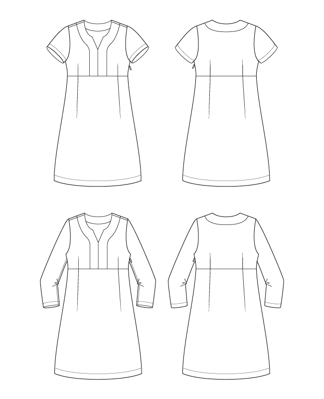 Itch to Stitch Recoleta Dress PDF Sewing Pattern Line Drawings