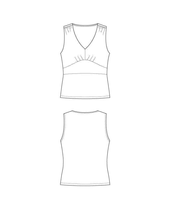 Itch to Stitch Spirren Tank PDF Sewing Pattern Line Drawings