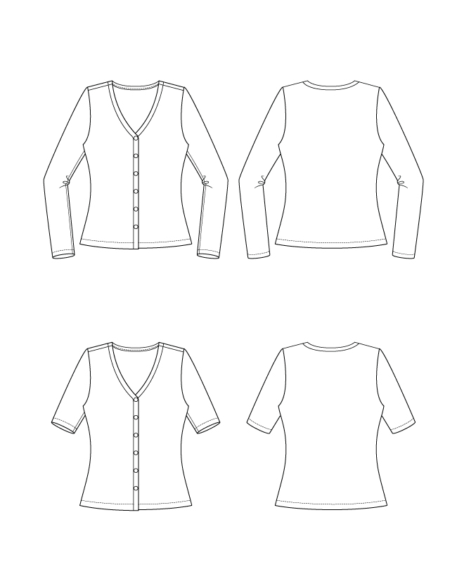 Itch to Stitch Foz Top PDF Sewing Pattern Line Drawings