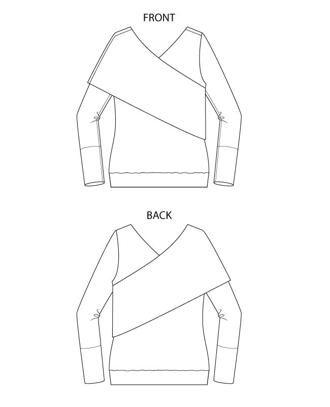 Itch to Stitch Carmo Top PDF Sewing Pattern Line Drawings