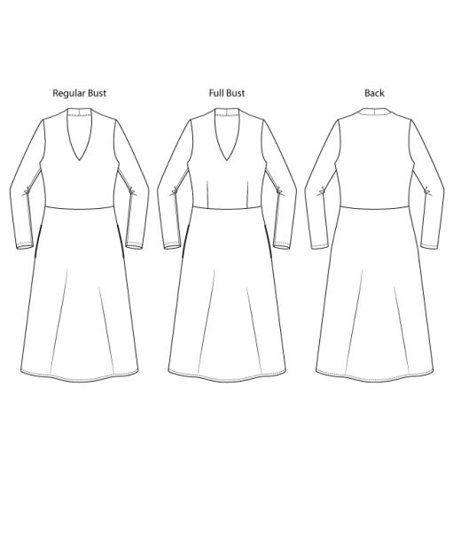 Itch to Stitch Sovana Dress PDF Sewing Pattern Line Drawings