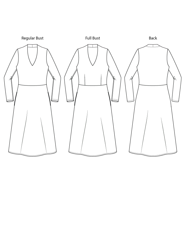 Itch to Stitch Sovana Dress PDF Sewing Pattern Line Drawings