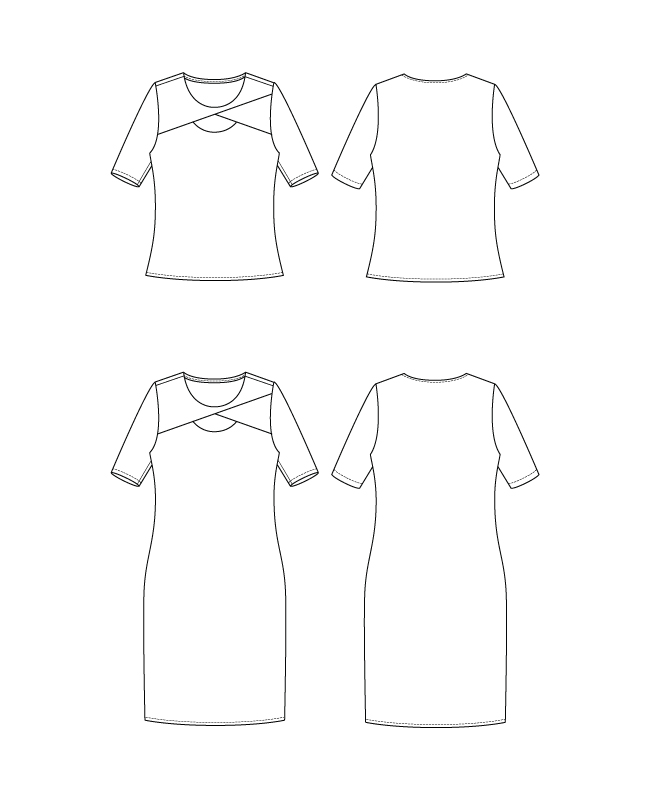 Itch to Stitch Brisbane Top & Dress Line Drawings