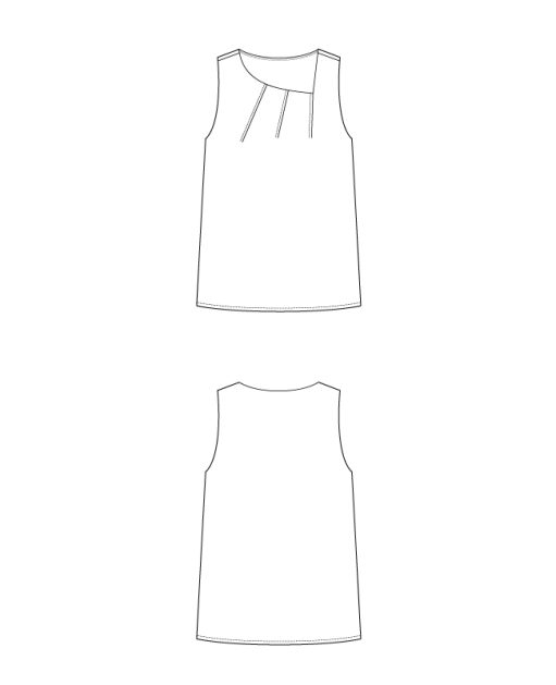 Itch to Stitch Sentosa Tank PDF Sewing Pattern Line Drawings