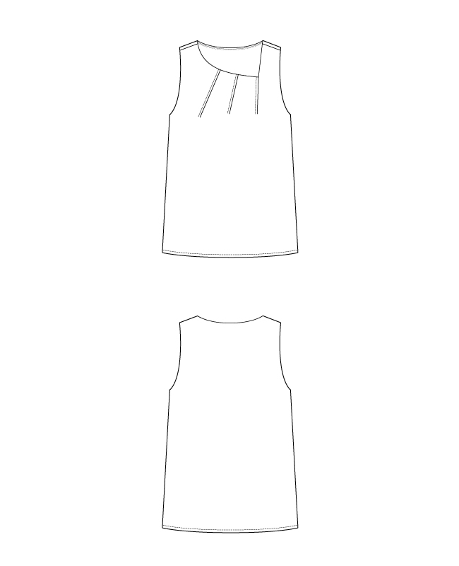 Itch to Stitch Sentosa Tank PDF Sewing Pattern Line Drawings