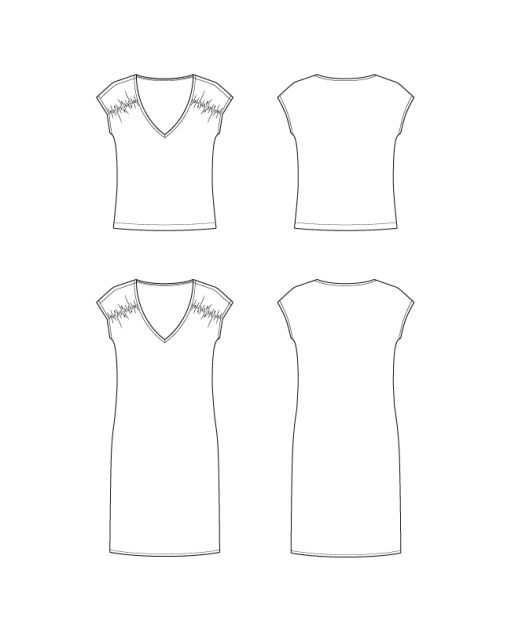 Itch to Stitch Soller Top & Dress PDF Sewing Pattern Line Drawings