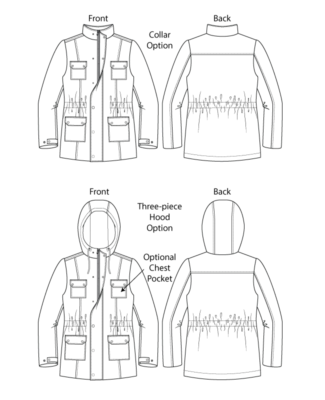 Itch to Stitch Winterthur Jacket PDF Sewing Pattern Line Drawings