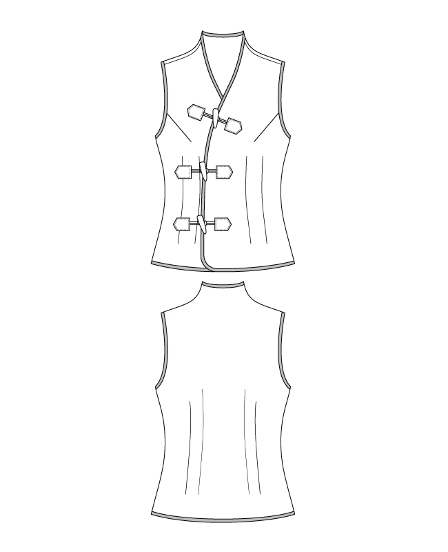 Itch to Stitch Shau Vest PDF Sewing Pattern Line Drawings
