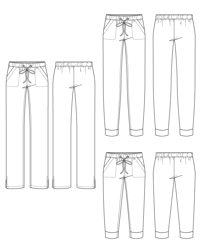 Itch to Stitch Nusle Joggers PDF Sewing Pattern Line Drawings