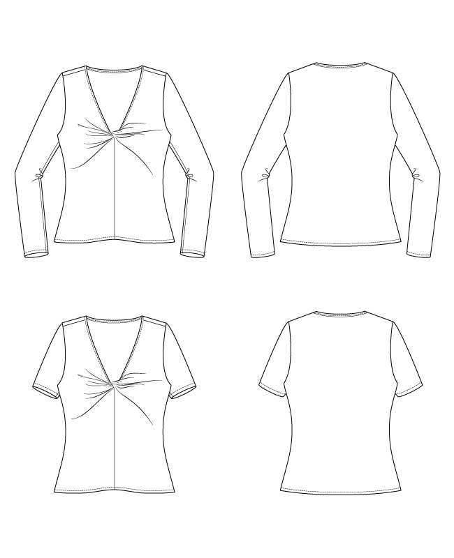 Itch to Stitch Zakopane Top PDF Sewing Pattern Line Drawings