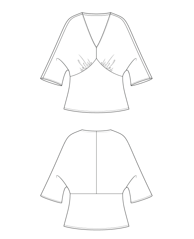 Itch to Stitch Amador Top PDF Sewing Pattern Line Drawings