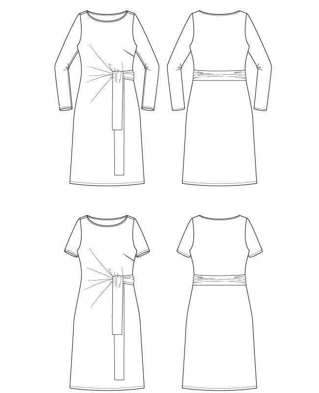 Itch to Stitch Tustin Dress PDF Sewing Pattern Line Drawings