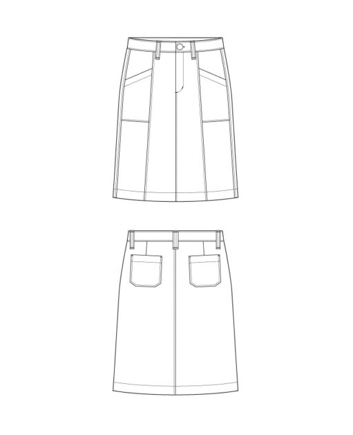 Itch to Stitch Taroko Skirt PDF Sewing Pattern Line Drawings