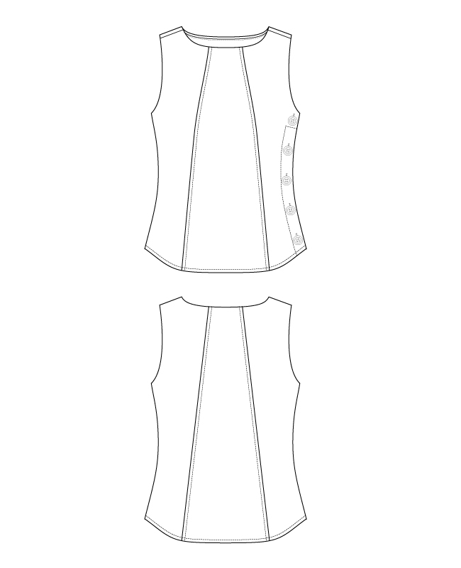 Itch to Stitch Santorini Tank PDF Sewing Pattern Line Drawings