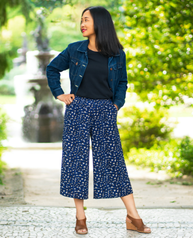 Sewing Pattern for women's fashion: palazzo pants with slanted