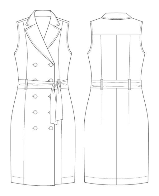 Itch to Stitch Cantabria Dress PDF Sewing Pattern Line Drawings