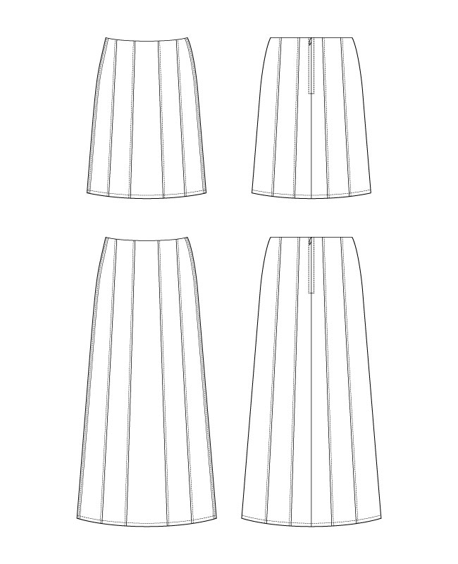 Itch to Stitch Quebrada Skirt PDF Sewing Pattern Line Drawings