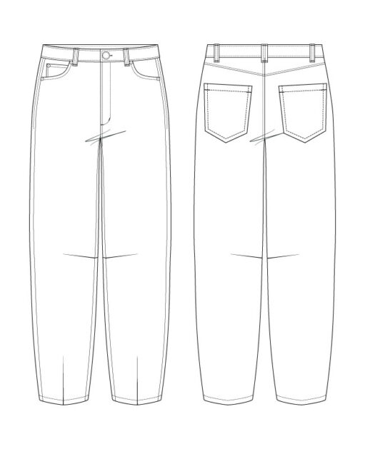 Itch to Stitch Belleville Jeans PDF Sewing Pattern Line Drawings
