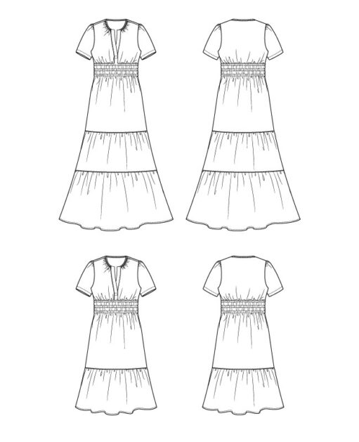 Itch to Stitch Comillas Dress PDF Sewing Pattern Line Drawings