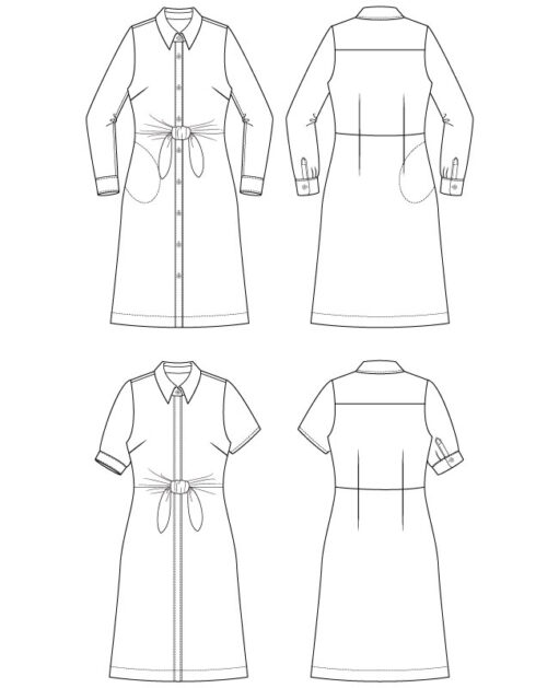 Itch to Stitch Ladera Dress PDF Sewing Pattern Line Drawings